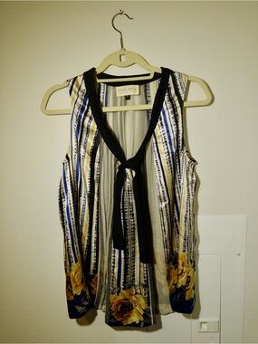 Vintage Coquette Boho 100% Silk Blouse with Floral Detail